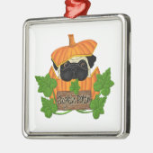 Cute Halloween Herfst Pug Pugkin Pumpkin Patch Metalen Ornament (Links)