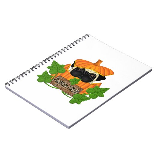 Cute Halloween Herfst Pug Pugkin Pumpkin Patch Notitieboek (Linkerzijde)