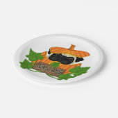 Cute Halloween Herfst Pug Pugkin Pumpkin Patch Papieren Bordje (Gekanteld)
