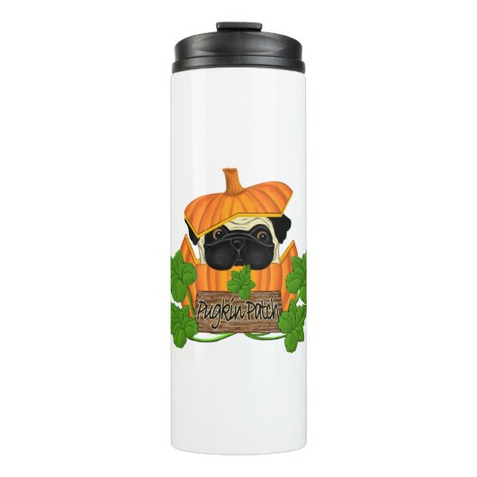 Cute Halloween Herfst Pug Pugkin Pumpkin Patch Thermosbeker (Voorkant)