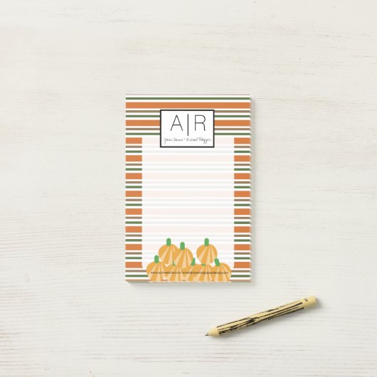 Cute Halloween Herfst Stripes and Pumpkins Post-it® Notes (Op bureau)