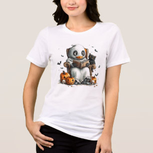 Cute Halloween Hond Lezen Shirt 🎃 Cozy Spooky