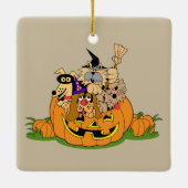 Cute Halloween-honden in een pompoen Keramisch Ornament (Achterkant)
