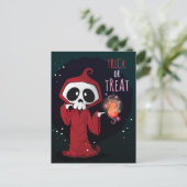 Cute Halloween Hooded Skeleton Briefkaart (Staand voorkant)