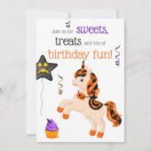 Cute Halloween Horse Unicorn Birthday Party Kaart (Voorkant)