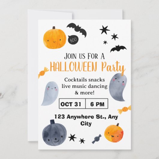 Cute Halloween Invitation | Kids & Family Kaart (Voorkant)