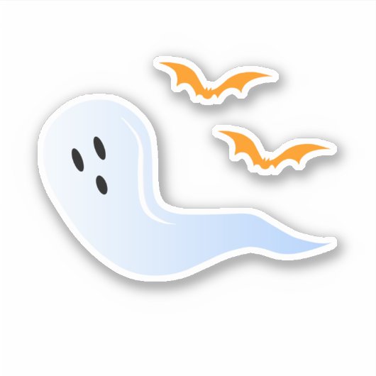 Cute Halloween Iridescent Ghost en Oranje vleermui Sticker (Voorkant)