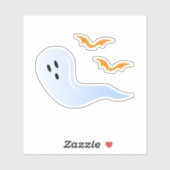 Cute Halloween Iridescent Ghost en Oranje vleermui Sticker (Vel)