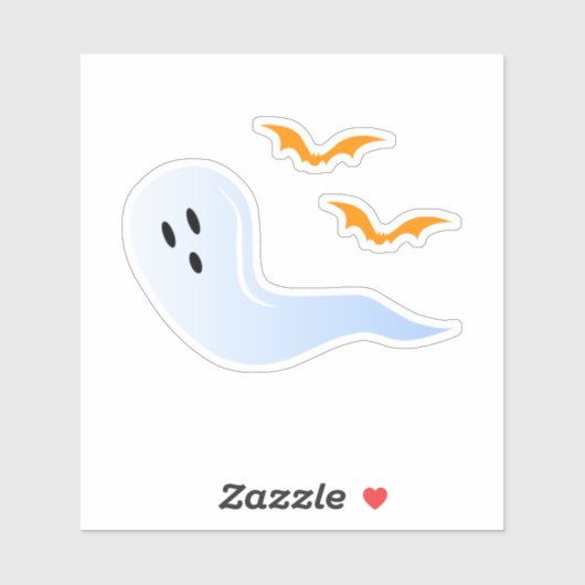 Cute Halloween Iridescent Ghost en Oranje vleermui Sticker (Vel)