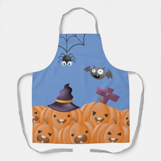 Cute Halloween Jack-o'-lantaarns, spin, bat Schort (Voorkant)