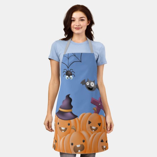 Cute Halloween Jack-o'-lantaarns, spin, bat Schort (Gedragen)