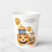 Cute Halloween Jack o Lantern Pumpkins and Snoep Papieren Bekers (Achterkant)