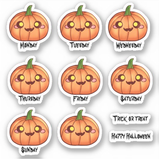 Cute Halloween Jack O Lantern Weekly Planner Sticker (Voorkant)