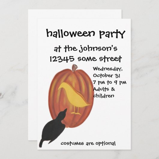 Cute Halloween Jack O'Lantern en Crow (Voorkant / Achterkant)