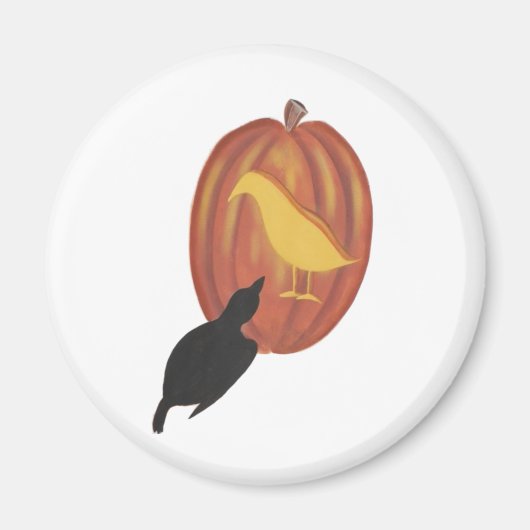 Cute Halloween Jack O'Lantern en Crow Magneet (Voorkant)
