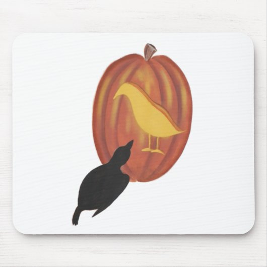 Cute Halloween Jack O'Lantern en Crow Muismat (Voorkant)