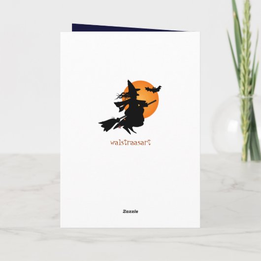 Cute Halloween-kaart met Owl, vleermuizen en aange Kaart (Achterkant)