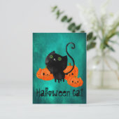Cute Halloween-kat met pompoenen Briefkaart (Staand voorkant)