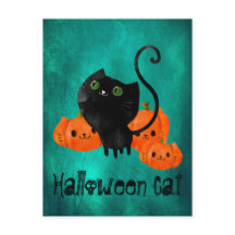 Cute Halloween-kat met pompoenen