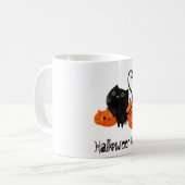 Cute Halloween-kat met pompoenen Koffiemok (Voorkant links)