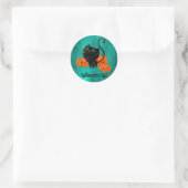 Cute Halloween-kat met pompoenen Ronde Sticker (Tas)