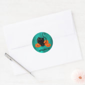 Cute Halloween-kat met pompoenen Ronde Sticker (Envelop)