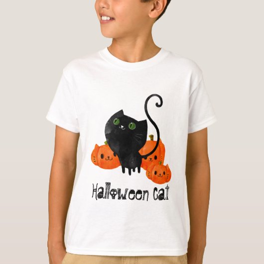 Cute Halloween-kat met pompoenen T-shirt (Voorkant)