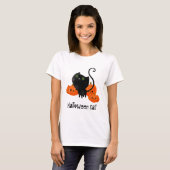 Cute Halloween-kat met pompoenen T-shirt (Voorkant volledig)