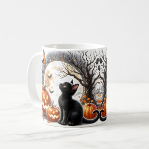 Cute Halloween kat pompoen en spook mok