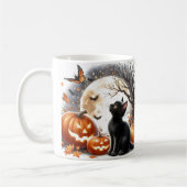 Cute Halloween kat pompoen en spook mok (Links)