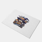 Cute Halloween-kat sticker � Heksenhoed, Pompoen e Deurmat (Schuin)