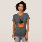 Cute Halloween kattenT-shirt met kat en pompoen T-shirt (Voorkant volledig)