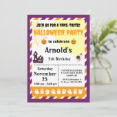 Cute Halloween Kids Birthday Party Invitation Kaart (Staand voorkant)