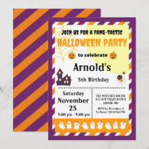 Cute Halloween Kids Birthday Party Invitation