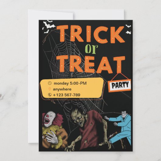 Cute Halloween Kids Birthday Party Invitation Kaart (Voorkant)