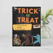 Cute Halloween Kids Birthday Party Invitation Kaart (Staand voorkant)