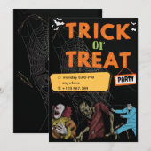 Cute Halloween Kids Birthday Party Invitation Kaart (Voorkant / Achterkant)