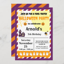 Cute Halloween Kids Birthday Party Invitation Kaart
