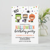 Cute Halloween Kids Birthday Party Invitation Kaart (Staand voorkant)