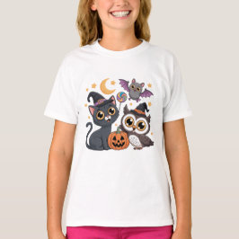 Cute Halloween KidsCat Owl  Tee T-shirt