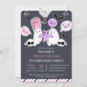 Cute Halloween Kind Girl Birthday Party Kaart (Voorkant)