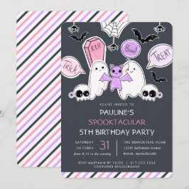 Cute Halloween Kind Girl Birthday Party Kaart