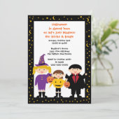 Cute Halloween Kinder Costume Party Invitation Kaart (Staand voorkant)