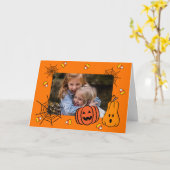 Cute Halloween Kinder foto Kaart (Gele Bloem)