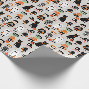 Cute Halloween Kinder Illustratie Cadeaupapier