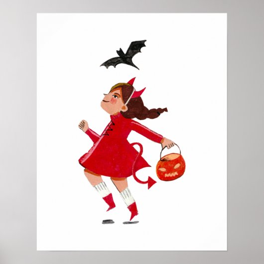 Cute Halloween kinder kostuum truc en traktatie pa Poster (Voorkant)