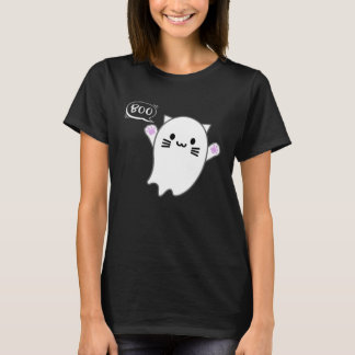 Cute Halloween Kitten Cat Flying Ghost Boo Costume T-shirt