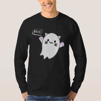 Cute Halloween Kitten Cat Flying Ghost Boo Costume T-shirt