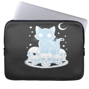 Cute Halloween Kitten Cat Gotische esthetiek Essen Laptop Sleeve