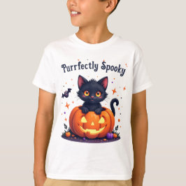 Cute halloween kitten pumpkin design t-shirt